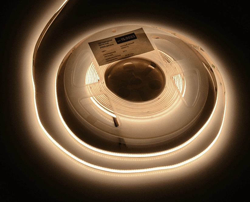 Лента светодиодная AQ LED-LINE COB 480 LED/м 24V 14W/м 8 мм IP20 теплый белый 5 м
