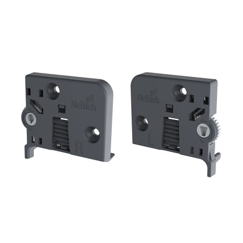 Hettich Регулятор наклона для деревянных ящиков с полозковым днищем (Quadro 4D V6), слева, серый