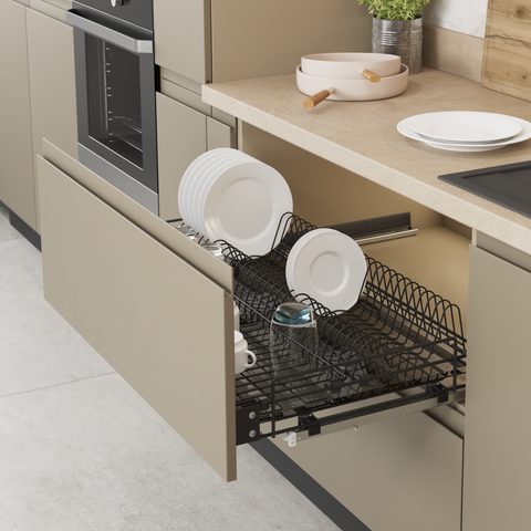 Встраиваемая сушилка для тарелок и стаканов с поддоном, 90см Антр#/Anthra Plate and Glass Holder for