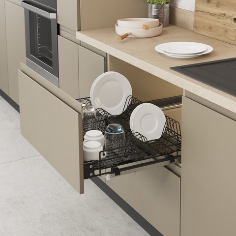 Встраиваемая сушилка для тарелок и стаканов с поддоном, 70см Ант#/Anthrac Plate and Glass Holder for