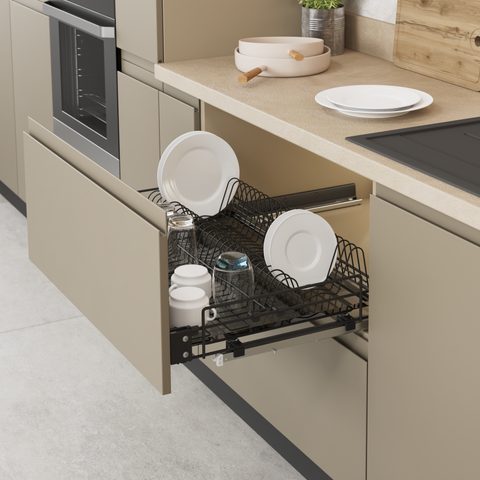 Встраиваемая сушилка для тарелок и стаканов с поддоном, 80см Антр#/Anthra Plate and Glass Holder for
