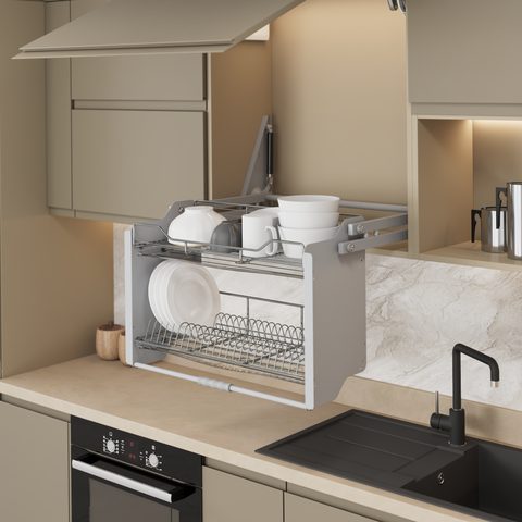 Модуль выдвижной для посуды 80 см Хром/Pull Down Shelf with Lift 80cm Chrome#