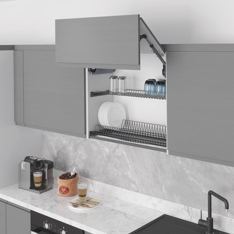 Сушилка для тарелок и стаканов с пластиковым подносом, Антрацит 80см#/Plate - Glass Shelf