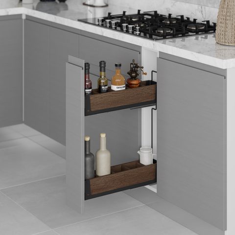 Бутылочница с противоскользящим дном, крепление слева, Антрацит#/Unique Wood Bottle Holder Full ex