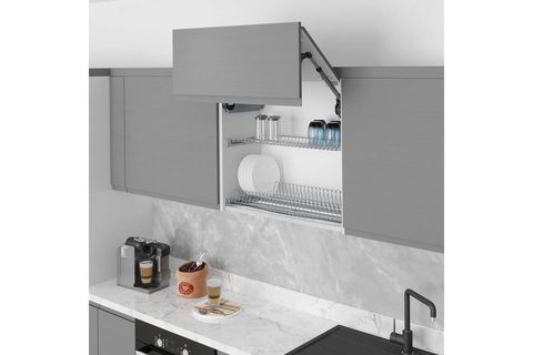 Сушилка для тарелок и стаканов с пластиковым подносом, 60см, Хром#/Plate - Glass Shelf
