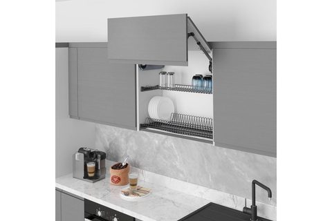 Сушилка для тарелок и стаканов с пластиковым подносом, Антрацит 90см#/Plate - Glass Shelf