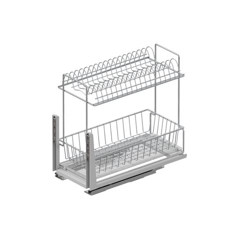 Нижняя встраиваемая сушилка+органайзер, 30см Хром#/Bottom Mounted Under-Workbench Plate Holder+baske