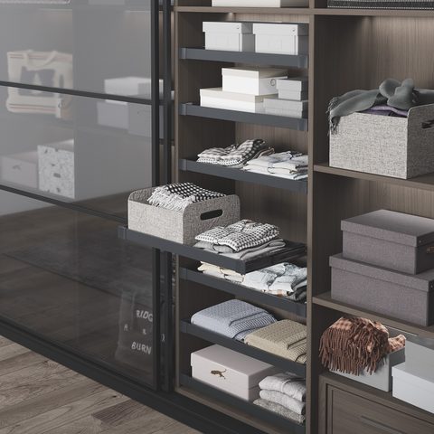 Выдвижная полка с телескоп. напр. 70 см Антрацит/Wooden Shelf With Telescopic Rail 70cm Anthracite