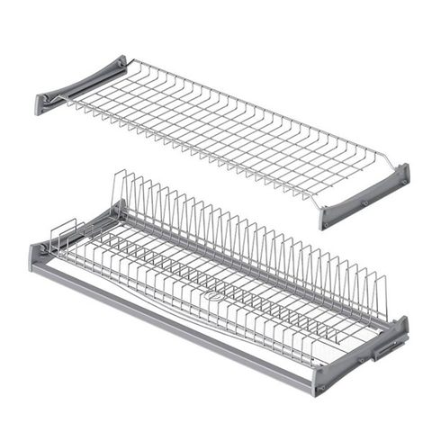 Сушилка для тарелок и стаканов с пластиковым подносом, Хром 70см#/Plate - Glass Shelf