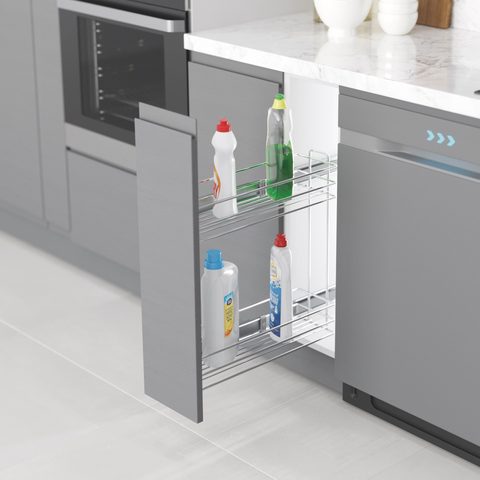 Держатель для моющих средств – 16 см, Хром#/Detergent Holder with Side Rail - 16cm Chrome#