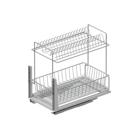 Нижняя встраиваемая сушилка+органайзер, 35см Хром#/Bottom Mounted Under-Workbench Plate Holder+baske