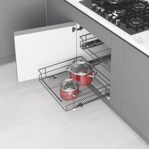 Выдвижная корзина 60см, Антрацит#/Independent Drawer with Undermount Rail 60cm Anthracite#